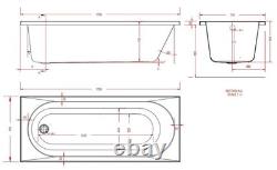 Beaufort Biscay SE 24 Jet 1700 x 700 mm Single Ended Whirlpool Spa Bath