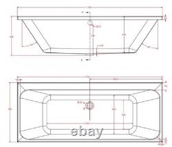 Beaufort Malin Double Ended 12 Jet 1700 x 700 mm Whirlpool Spa Bath