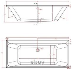Beaufort Malin Double Ended 12 Jet 1700 x 750 mm Whirlpool Spa Bath