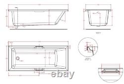 Beaufort Portland 24 Jet Twin Grip 1650 x 700 mm Single Ended Whirlpool Spa Bath