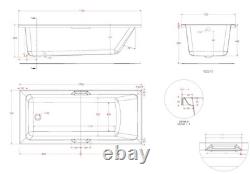 Beaufort Portland 24 Jet Twin Grip 1700 x 750 mm Single Ended Whirlpool Spa Bath