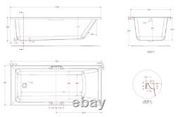 Beaufort Portland 24 Jet Twin Grip 1750 x 750 mm Single Ended Whirlpool Spa Bath