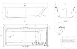 Beaufort Portland 24 Jet Twin Grip 1800 x 800 mm Single Ended Whirlpool Spa Bath