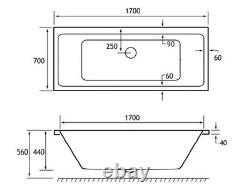 Beaufort Portland Double Ended 12 Jet 1700 x 700 mm Whirlpool Spa Bath