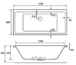 Beaufort Portland Double Ended 12 Jet 1700 x 800 mm Whirlpool Spa Bath