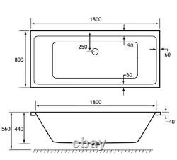 Beaufort Portland Double Ended 12 Jet 1800 x 800 mm Whirlpool Spa Bath