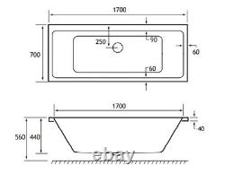 Beaufort Portland Double Ended 1700 x 700mm 24 Jet Whirlpool Bath