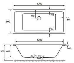 Beaufort Portland Double Ended 1700 x 800mm 24 Jet Whirlpool Bath