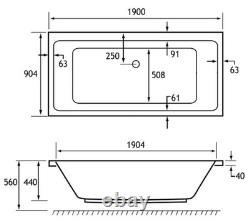 Beaufort Portland Double Ended 1900 x 900mm 24 Jet Whirlpool Bath