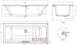 Beaufort Portland Double Ended Single Grip 12 Jet 1700 x 750 mm Whirlpool Bath