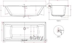 Beaufort Portland Double Ended Single Grip 12 Jet 1800 x 800 mm Whirlpool Bath