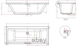 Beaufort Portland Double Ended Single Grip 1700 x 700mm 24 Jet Whirlpool Bath
