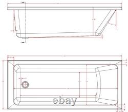 Beaufort Portland SE 12 Jet 1650 x 700 mm Single Ended Whirlpool Spa Bath
