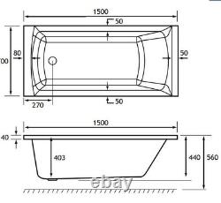Beaufort Rockall SE 1500 x 700 mm Single Ended 12 Jet Whirlpool Spa Bath