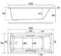 Beaufort Rockall SE 1600 x 700 mm Single Ended 12 Jet Whirlpool Spa Bath