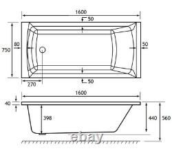 Beaufort Rockall SE 1600 x 750 mm Single Ended 24 Jet Whirlpool Bath