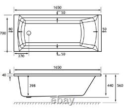 Beaufort Rockall SE 1650 x 700 mm Single Ended 12 Jet Whirlpool Spa Bath
