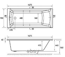 Beaufort Rockall SE 1675 x 700 mm Single Ended 24 Jet Whirlpool Bath