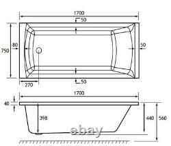 Beaufort Rockall SE 1700 x 750 mm Single Ended 24 Jet Whirlpool Bath