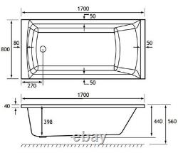 Beaufort Rockall SE 1700 x 800 mm Single Ended 12 Jet Whirlpool Spa Bath