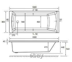 Beaufort Rockall SE 1800 x 800 mm Single Ended 12 Jet Whirlpool Spa Bath