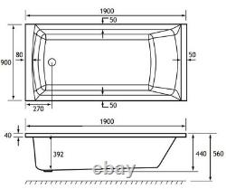 Beaufort Rockall SE 1900 x 900 mm Single Ended 24 Jet Whirlpool Bath