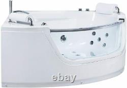 Beliani Mangle Corner Hot Tub Whirlpool Bath with Massage Jets and LED, White