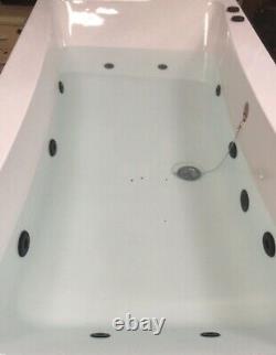 Black Whirlpool Bath 1700 x 700mm Square Double End Bath 10 Black Jets Whirlpool