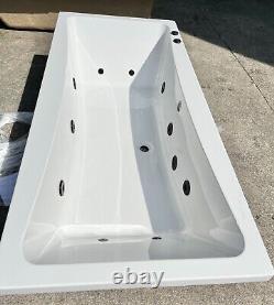 Black Whirlpool Bath 1700 x 750mm Square Double End Bath 10 Black Jets Whirlpool