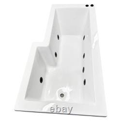 Black Whirlpool Showerbath L Shaped Spa with Black Jets and Screen Right Hand