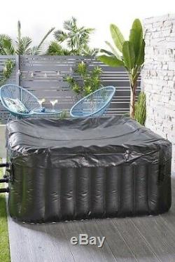 Brand New 4 Person Black Square Inflatable Hot Tub Spa Jacuzzi UK