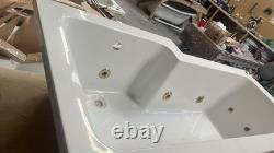 Brushed Brass Whirlpool 8 Jet L Shape Shower Bath 1700mm with Brass Bath Screen