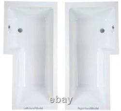 Brushed Brass Whirlpool 8 Jet L Shape Shower Bath 1700mm with Brass Bath Screen