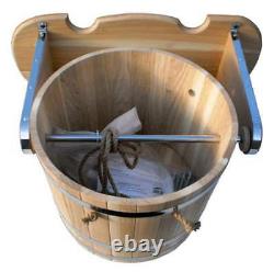 Bucket 15L 3.9Gal Wooden Waterfall Sauna Bath Russian Banya Shower SPA Jacuzzi