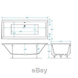Cambridge 10 Jet Whirlpool Bath 1700mm x 750mm Double Ended Jacuzzi Spa