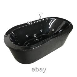 Cancun Whirlpool Freestanding Bathtub 185 x 95 cm black