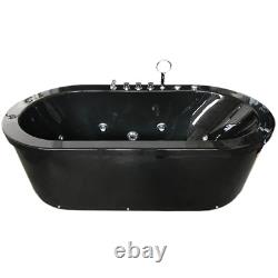 Cancun Whirlpool Freestanding Bathtub 185 x 95 cm black