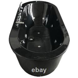 Cancun Whirlpool Freestanding Bathtub 185 x 95 cm black