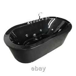 Cancun Whirlpool Freestanding Bathtub 185 x 95 cm black