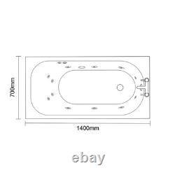 Compact 1400mm x 700mm 12 Jet Chrome Flat Jet Single Ended Whirlpool Bath