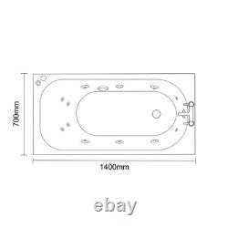 Compact 1400mm x 700mm 12 Jet Chrome V-Tec Single Ended Whirlpool Bath