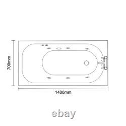 Compact 1400mm x 700mm 6 Jet Chrome Flat Jet Single Ended Whirlpool Bath