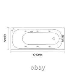 Compact 1700mm x 700mm 6 Jet Matt Black V-Tec Single Ended Whirlpool Bath