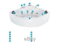 Corner bathtub, waterfall, colour light, spa, back massage nozzles