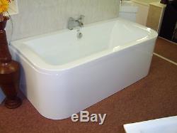 DELTA'D' shape Whirlpool Bath 8+4 Jet Chrome 1700 x 750 Bath
