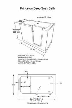 Deep Soak Space Saving Easy Access Walk In Bath with Integral Seat LH Door