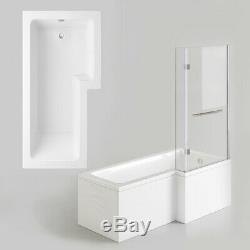 Designer Right Hand L-Shaped Shower Bath 1700mm with Tub Glass Shower Screen