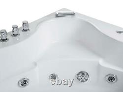 Designer Whirlpool Bathtub Corner Bath 138x138cm With Glass LED Waterfall Spa