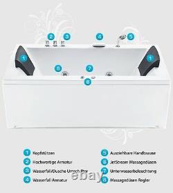 Designer Whirlpool Bathtub Right With Massage+LED Luxury Bubble Bath Corner Bath