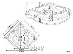 Designer Whirlpool Bathtub With Massage Heater Light Waterfall Ozone Corner Bath
